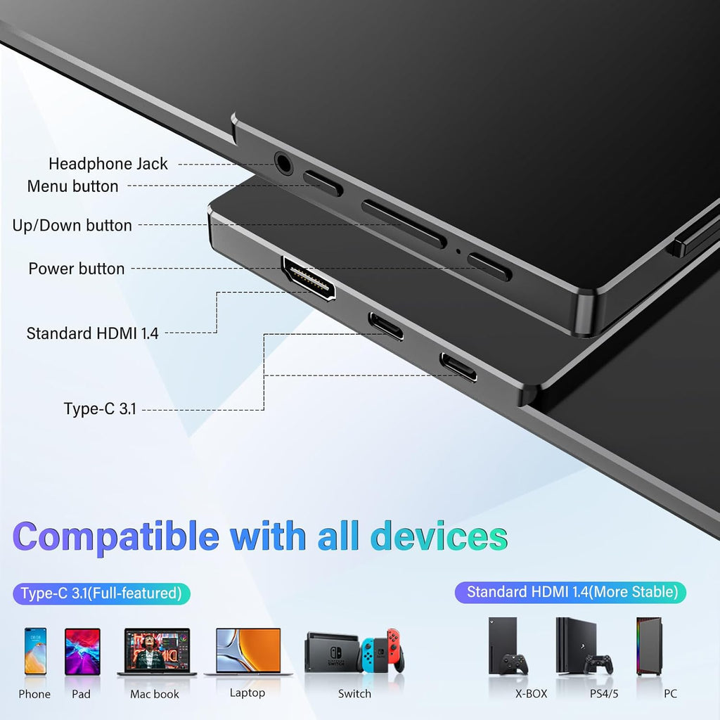 InnoView Monitor Portátil de 15.6'' para Laptop con Soporte...