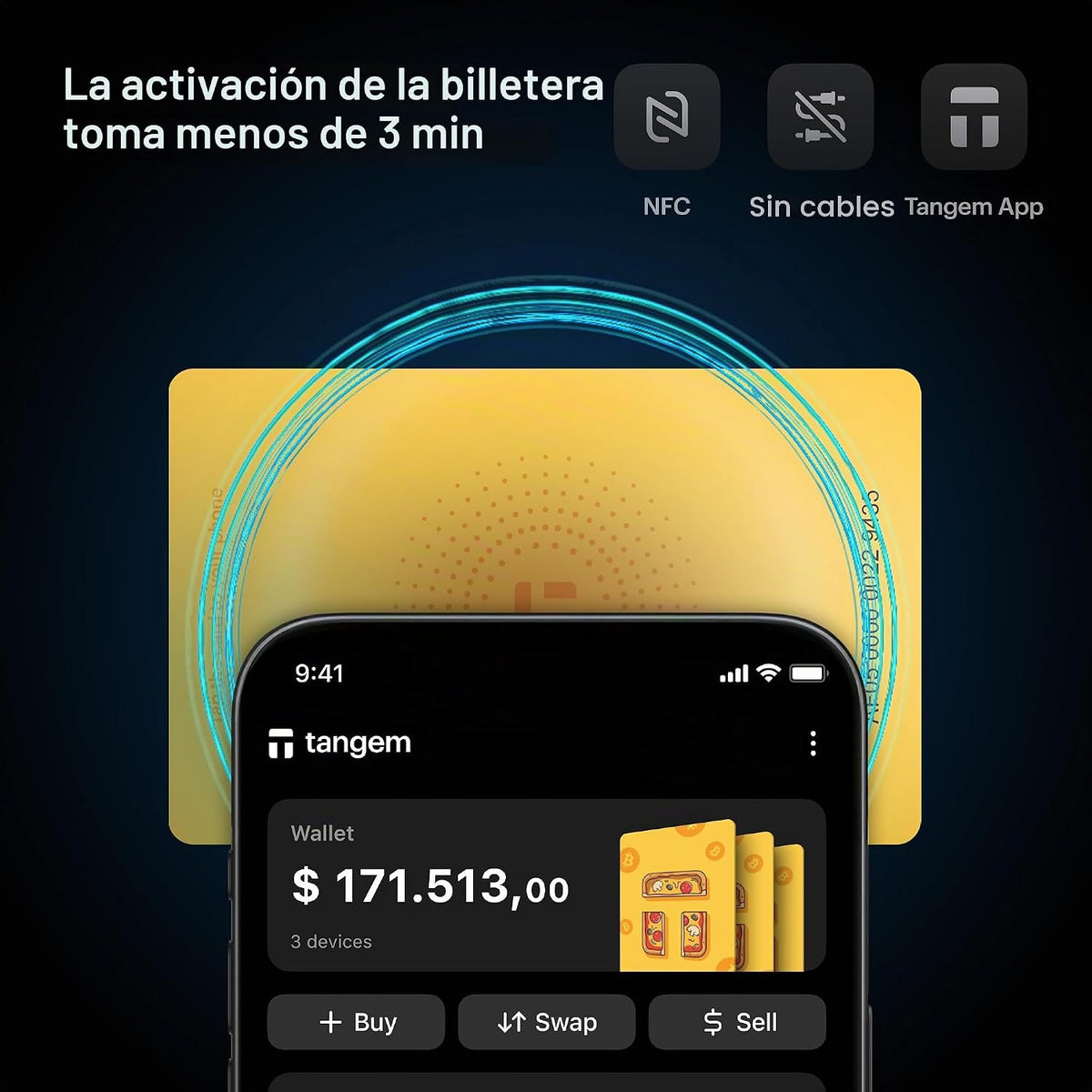 TANGEM Crypto Wallet Pack de 3 - Cartera de almacenamiento en frío...