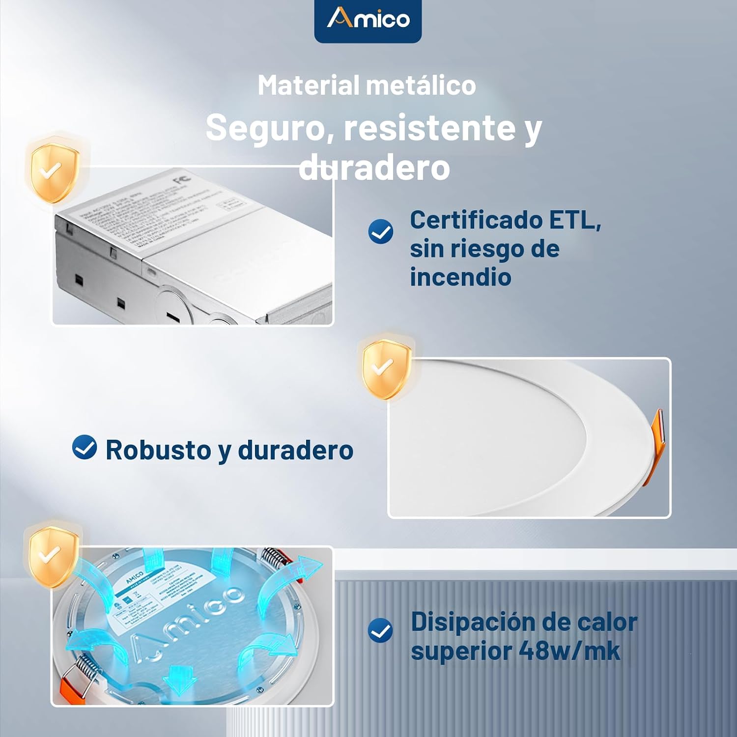 Amico ETL&amp;FCC - Paquete de 12 luces LED ultrafinas empotrables...