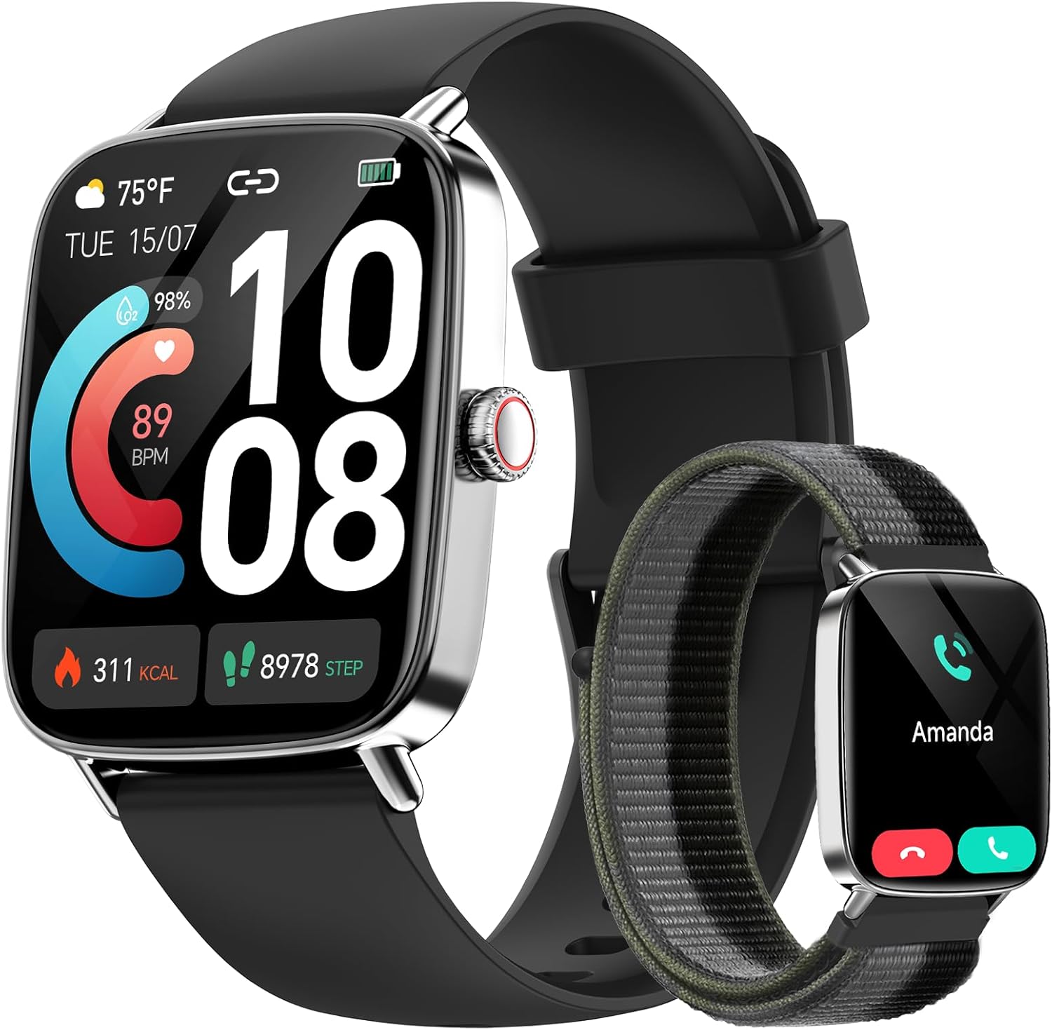 Reloj inteligente para hombres y mujeres, reloj inteligente HD de 1...