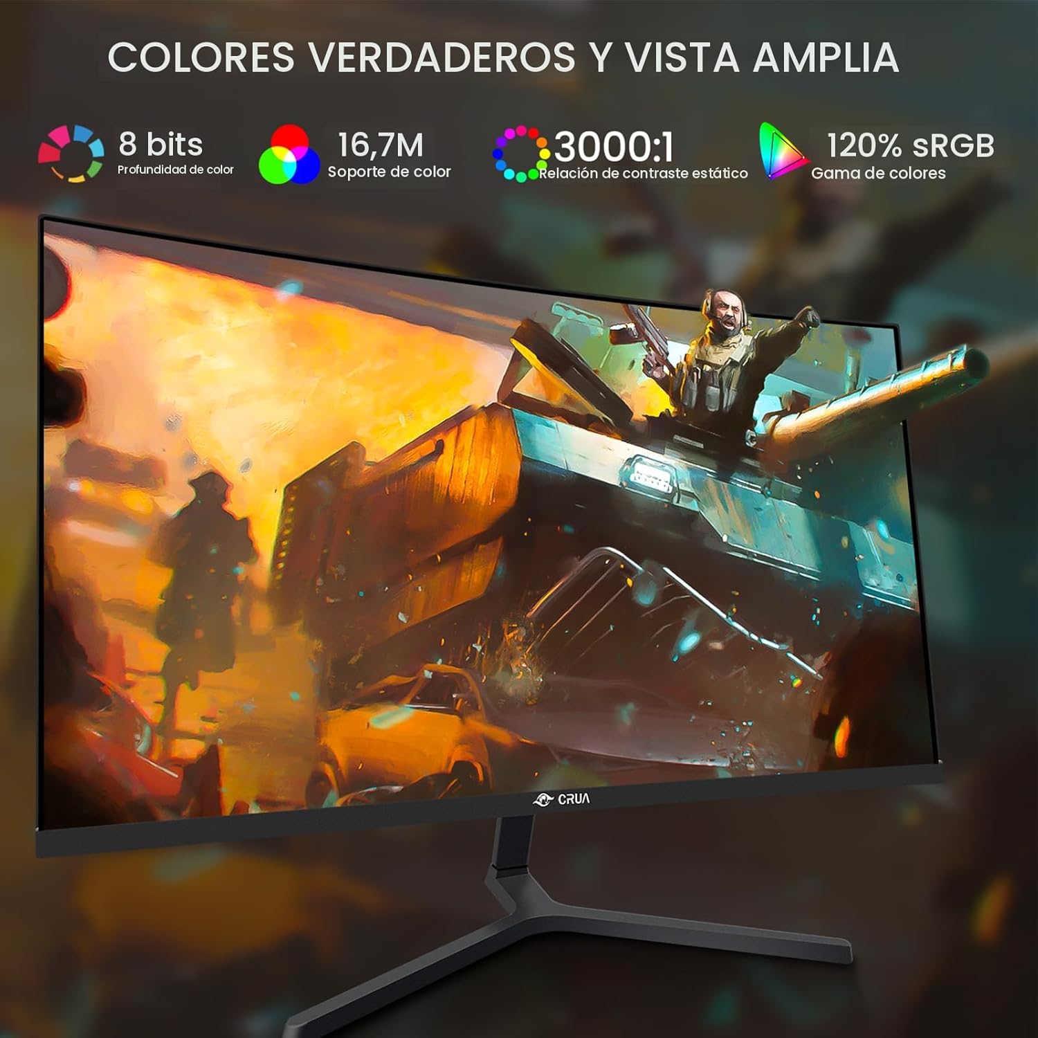 CRUA - Monitor curvo de 24", para juegos, 180Hz\/144Hz FHD 1080...