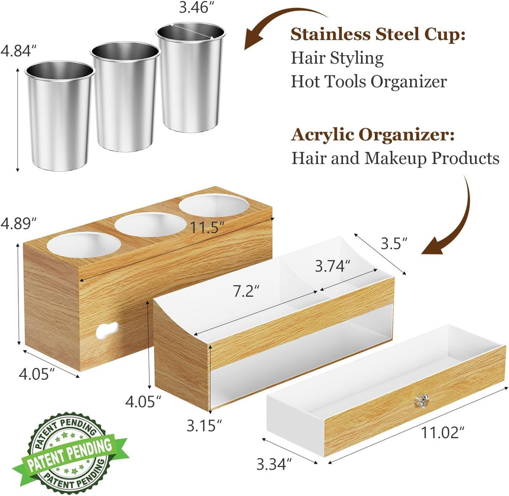 GFWARE Soporte acrílico para secador de cabello con cajón, organiza...