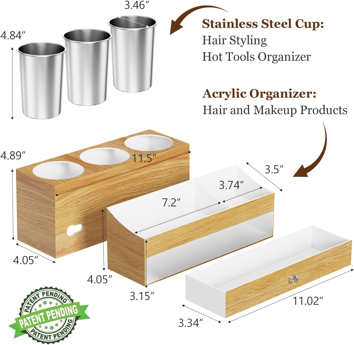 GFWARE Soporte acrílico para secador de cabello con cajón, organiza...