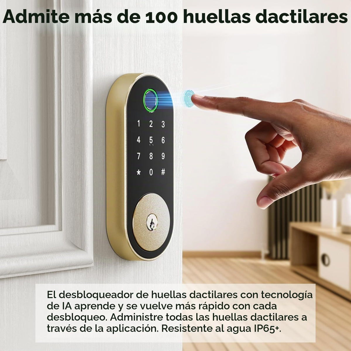 Cerradura inteligente de huellas dactilares con teclado, bloqueo de...