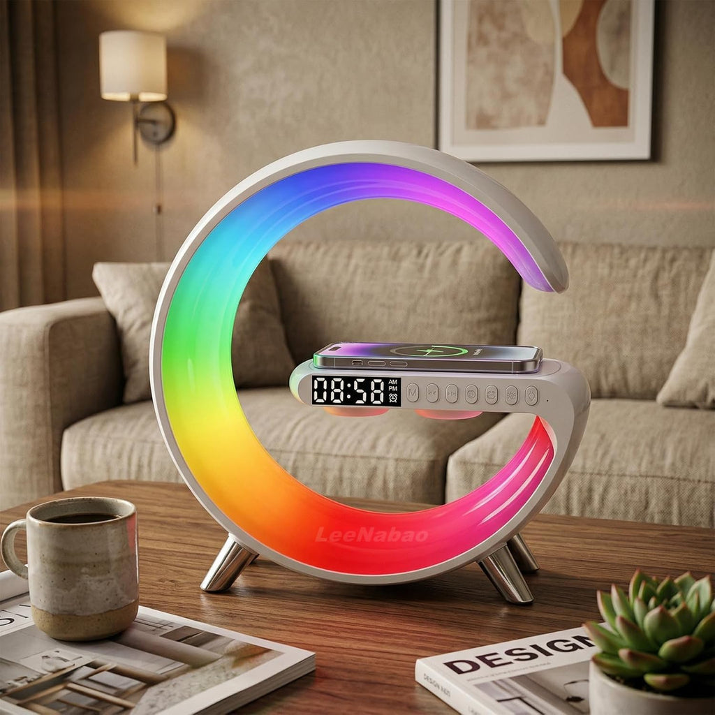 LeeNabao Lámpara de mesa LED inteligente, cargador inalámbrico 4 en...