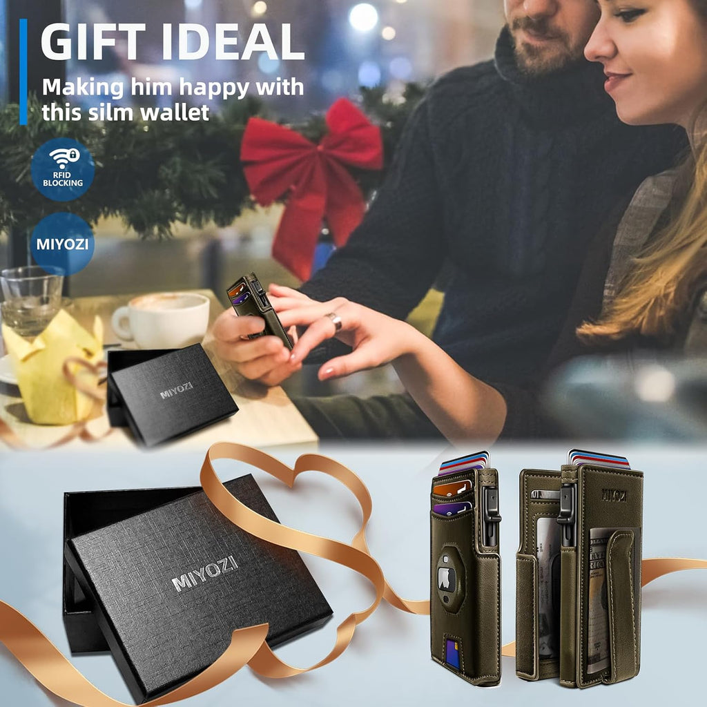 Miyozi - Billetera Airtag para hombre, con clip de dinero, estuche...