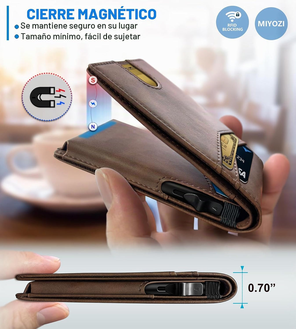 miyozi Cartera para hombre, funda delgada y desmontable para tarjet...