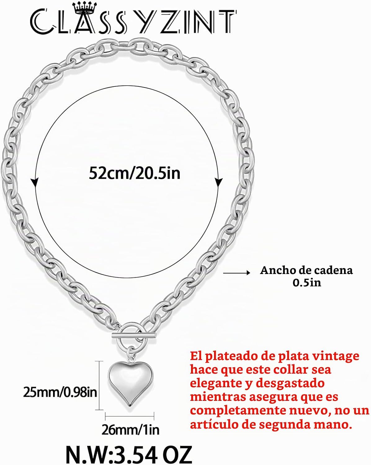 CLASSYZINT Collar con colgante de cabeza de león y moneda de corazó...