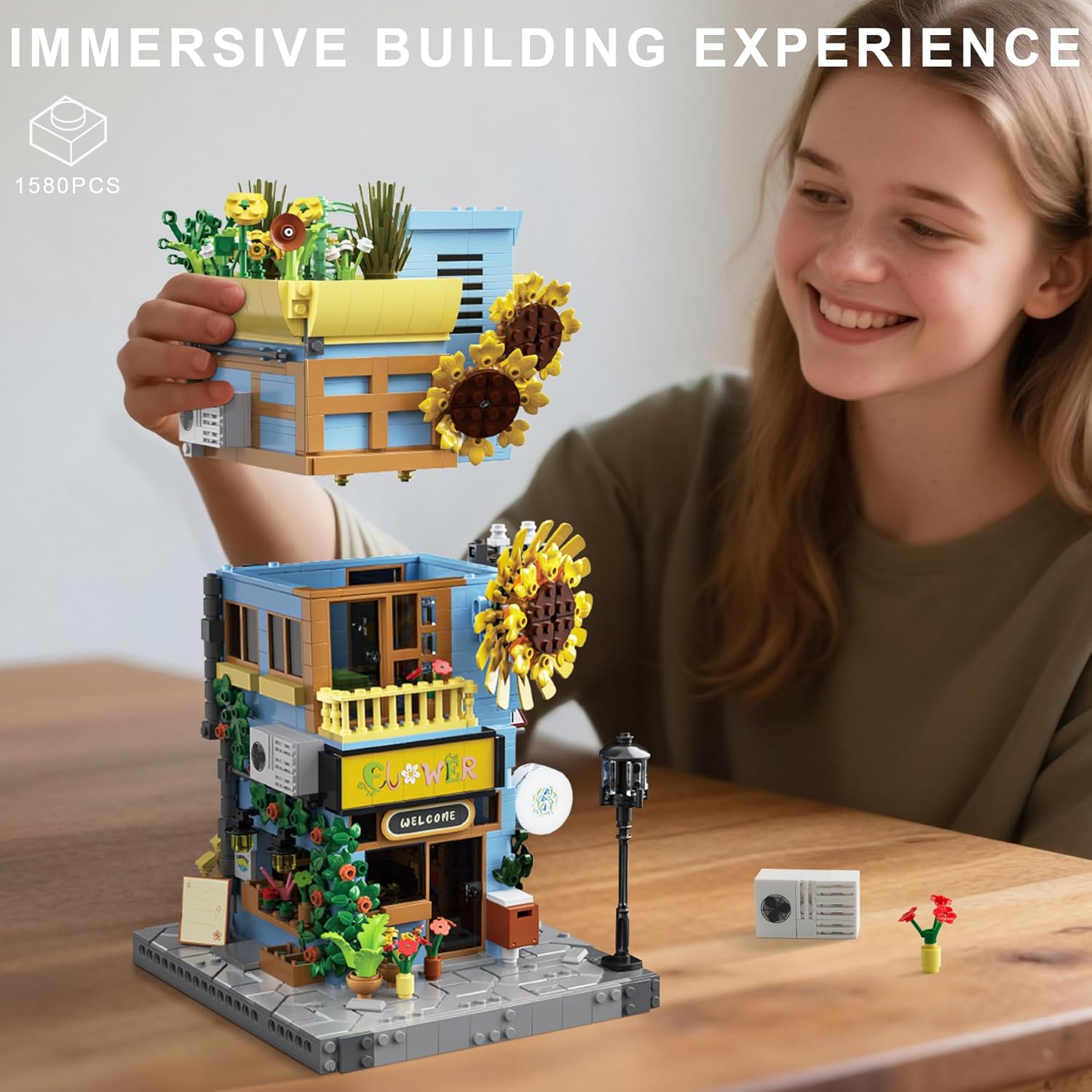 BeepZipp Juego de Construcción Casa Girasol con Luz LED, Bloques de...