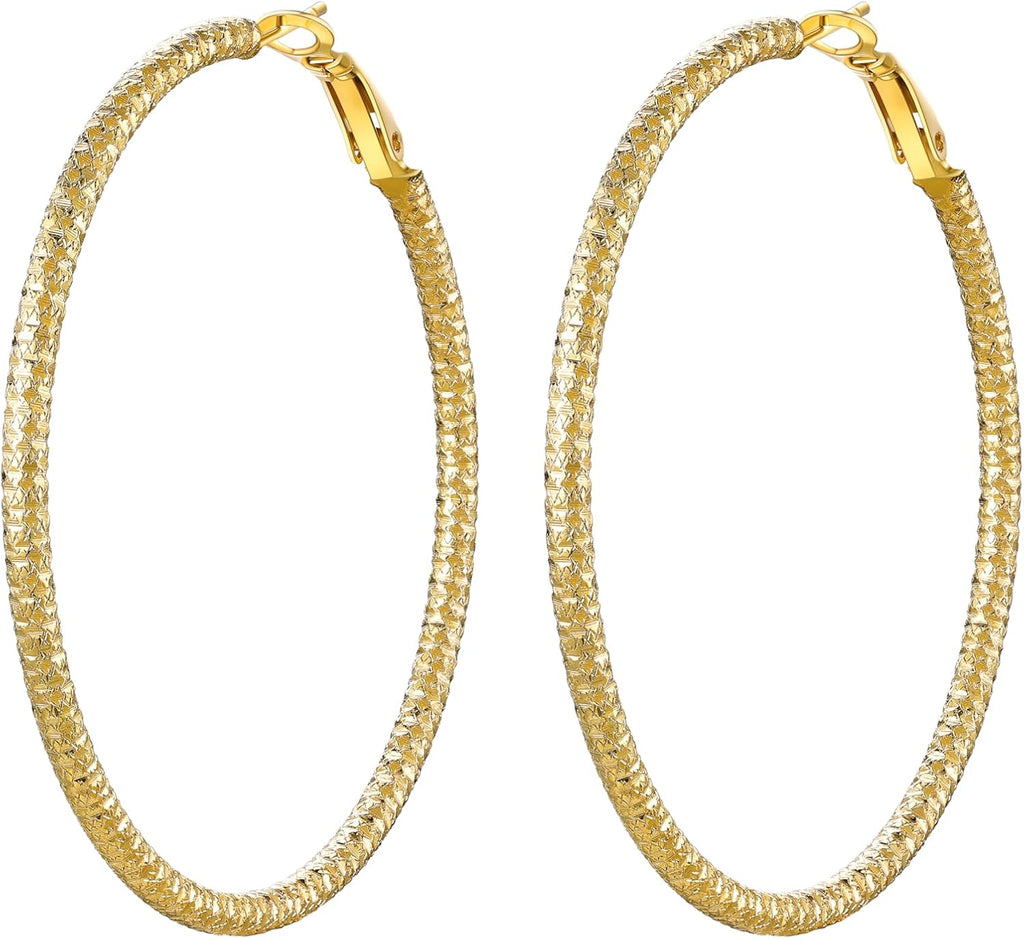 PROSTEEL 12\/16\/24\/32\/40 Pulgadas Aretes de Aro Gruesos para Muj...