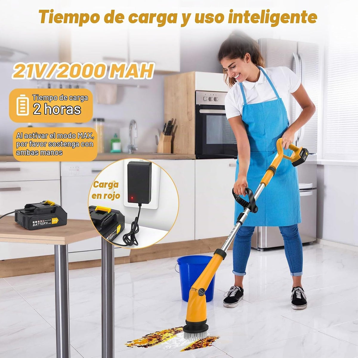 Qimedo Limpiador eléctrico giratorio de 1500 RPM con dos baterías Q...