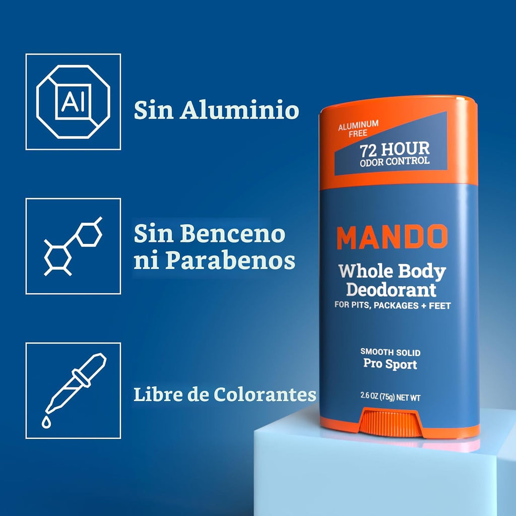 Mando Desodorante de cuerpo entero para hombres, barra lisa y sólid...