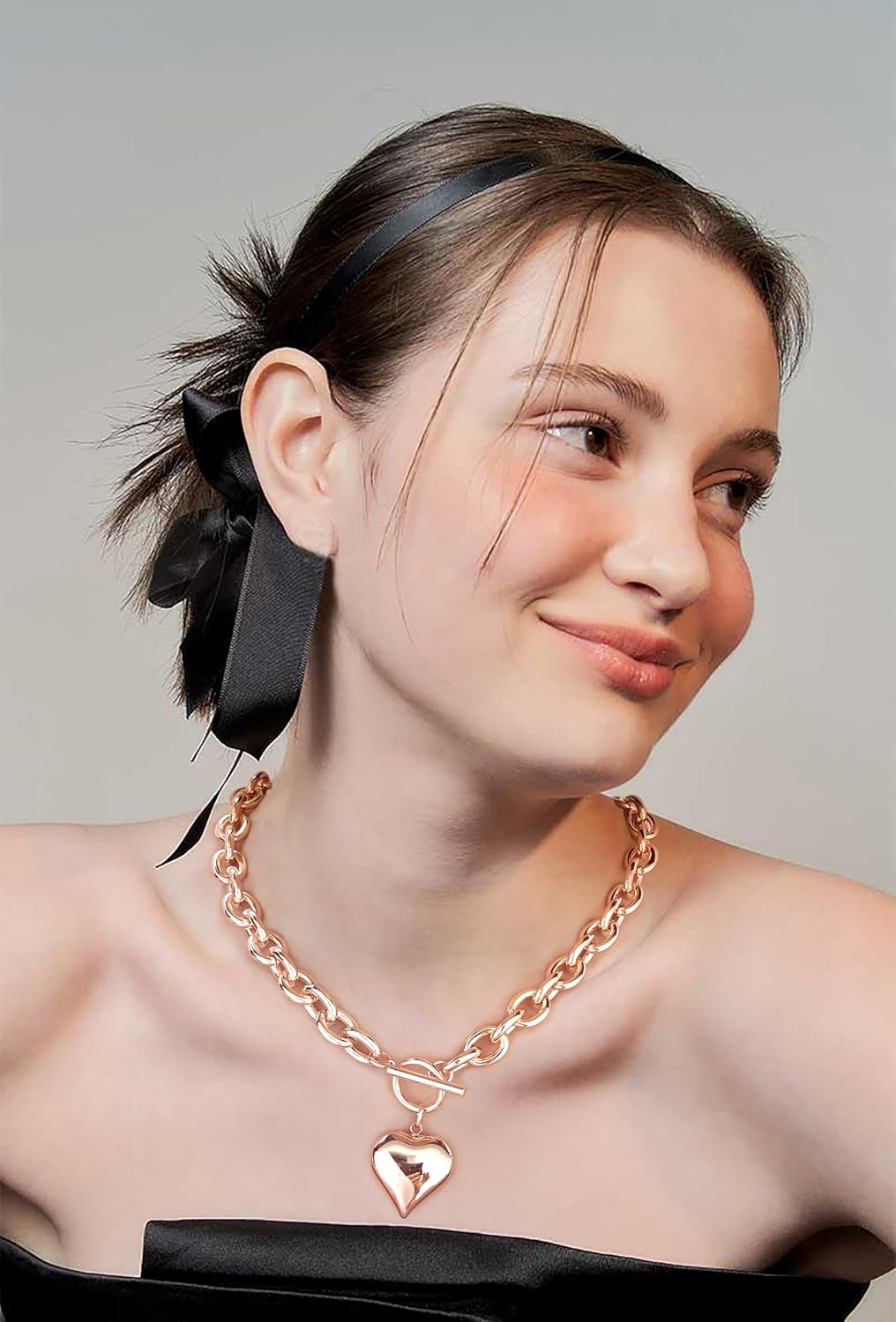 CLASSYZINT Collar con colgante de cabeza de león y moneda de corazó...