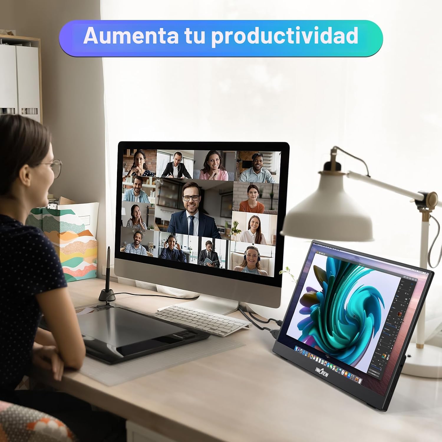 InnoView Monitor Portátil de 15.6'' para Laptop con Soporte...