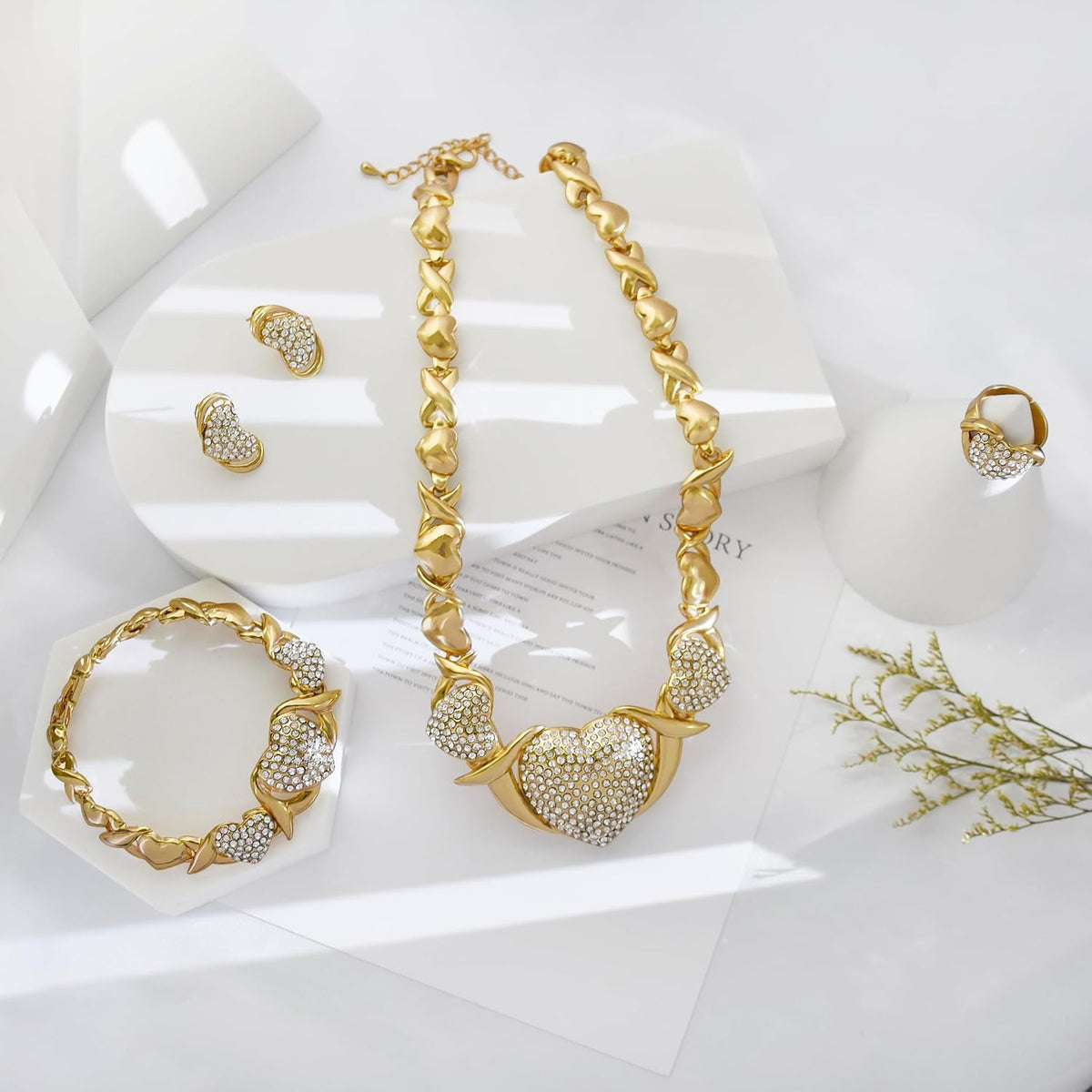 Conjuntos de joyas de oro para mujer, conjuntos de joyas de oro XOX...
