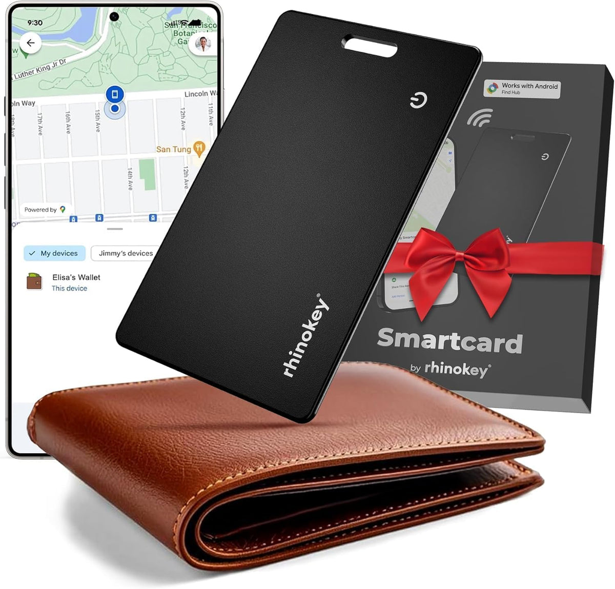 Rhinokey® Tarjeta de seguimiento de cartera, (solo Android) de 0.07...