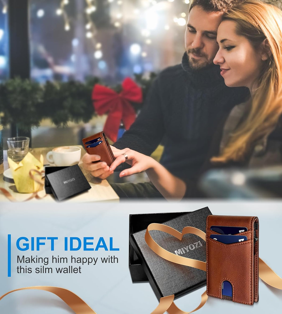 miyozi Cartera para hombre, funda delgada y desmontable para tarjet...
