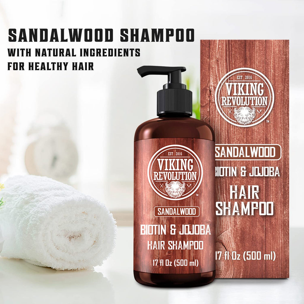 Viking Revolution Sandalwood - Champú para hombre con biotina y ace...