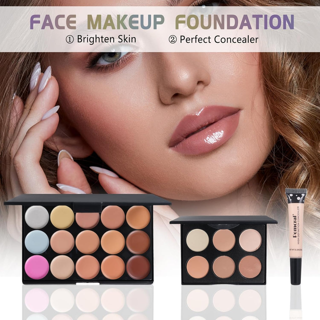 Pomcral Kit de maquillaje todo en uno, juego de maquillaje para ado...