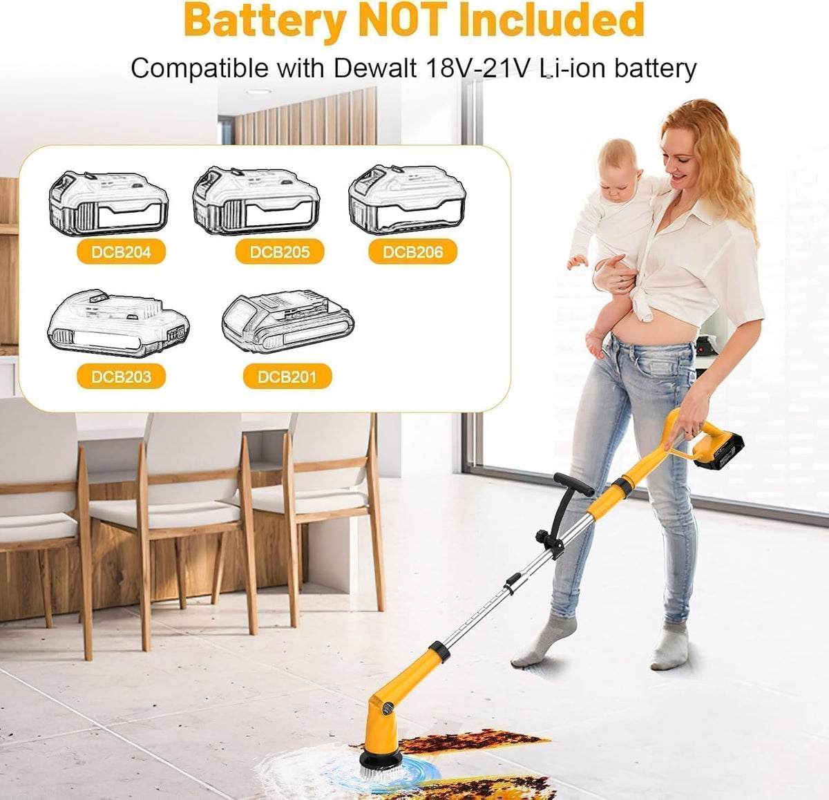 Limpiador eléctrico giratorio de 1500 RPM para batería DeWalt de 20...