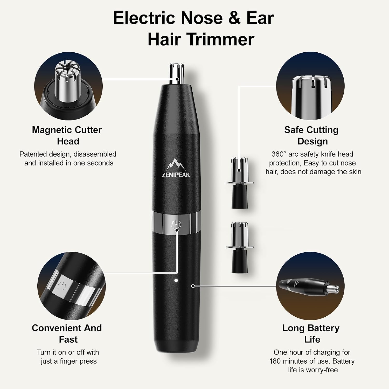 ZENIPEAK Cortadora de pelo de nariz profesional para hombres y muje...