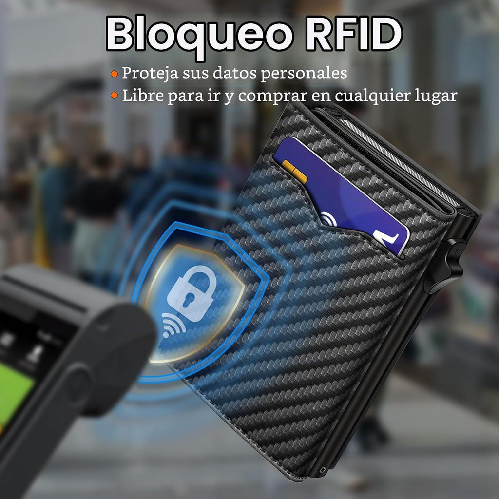 Miyozi Cartera para hombre, con bolsillo para efectivo, 2 ventanas...