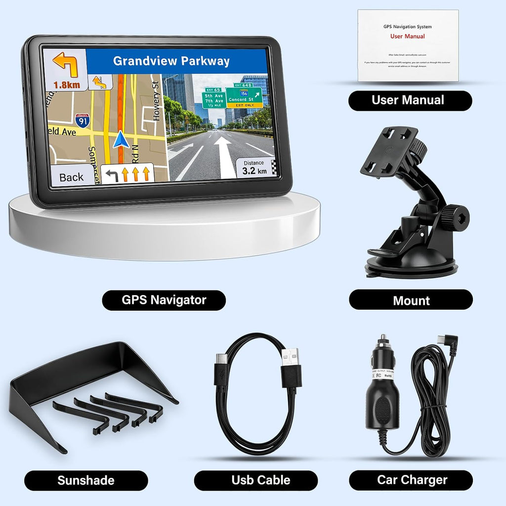 Navegador GPS para coche, camión, RV, pantalla táctil de 7", ma...