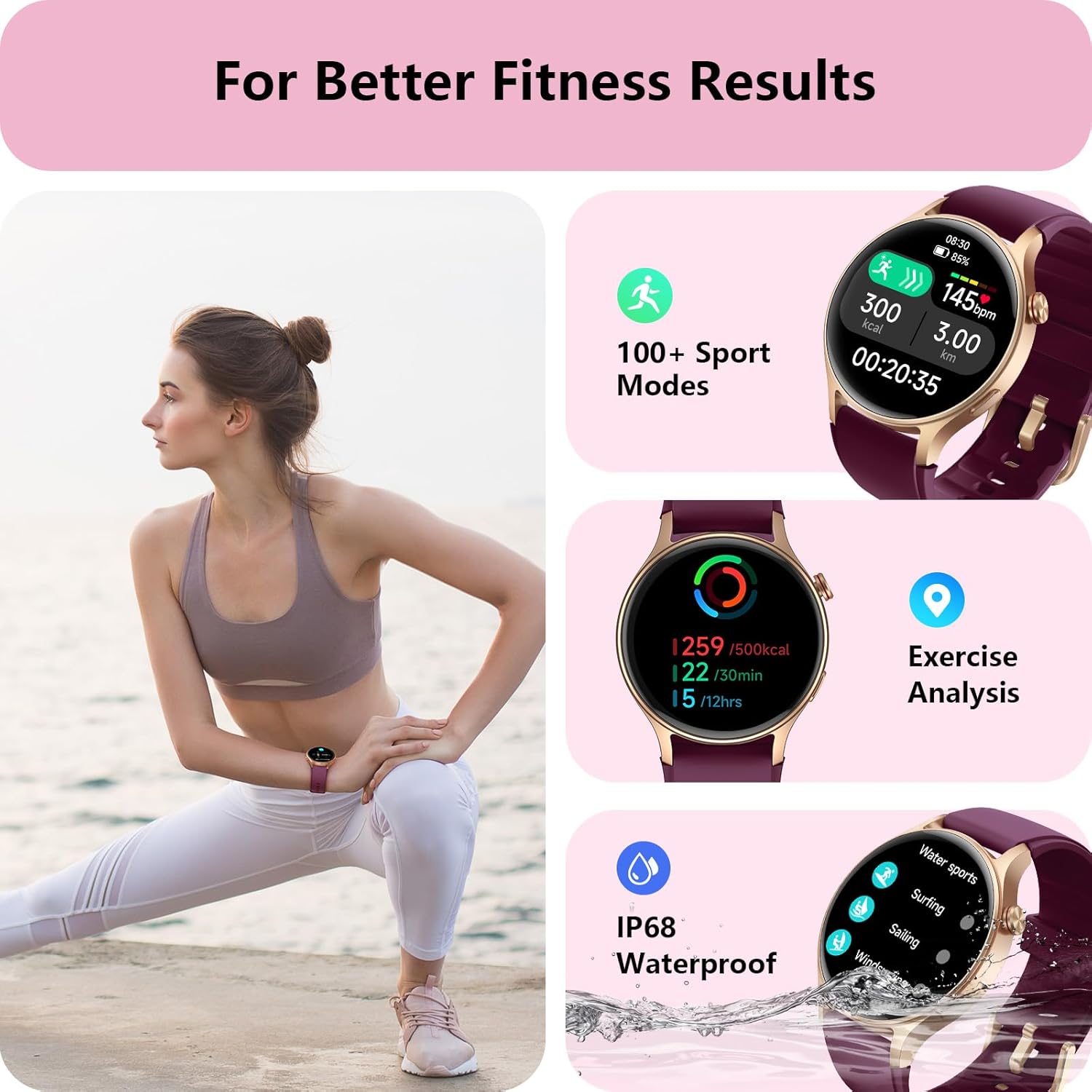 Reloj inteligente para mujeres, responder\/hacer llamadas, pantalla...