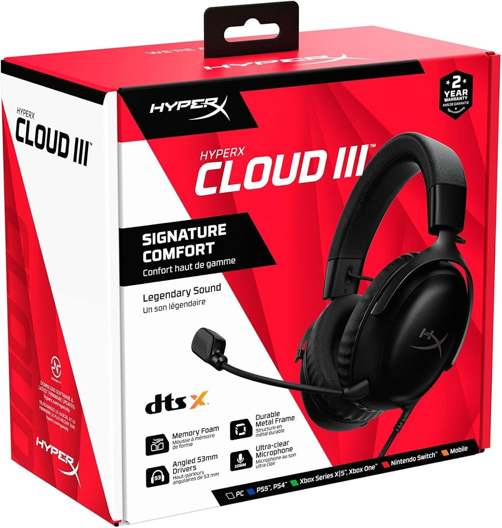 HyperX Cloud III - Auriculares con cable para juegos, bocinas en án...