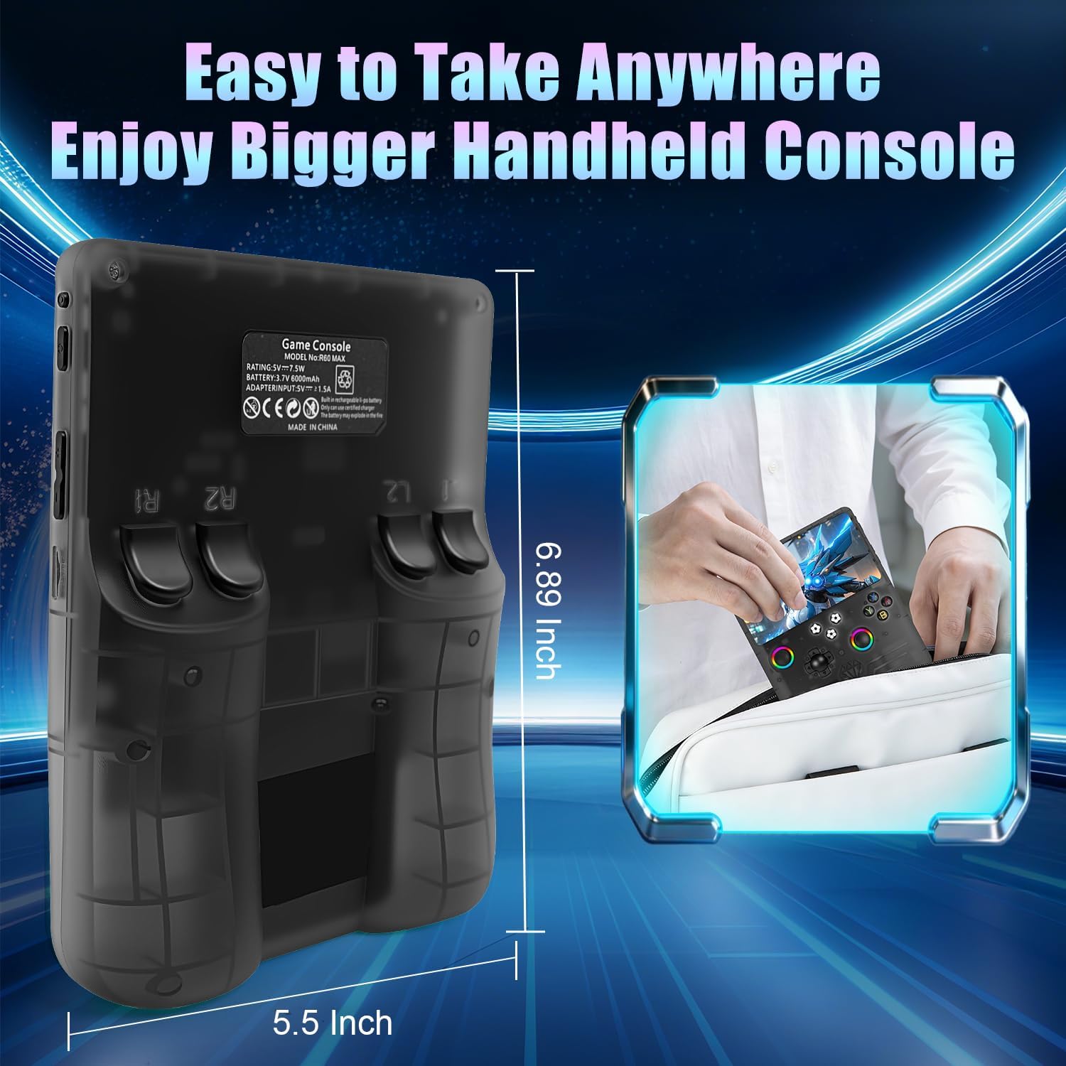 Hedlaoy Consola de juegos portátil R60 Max, consola de juegos retro...