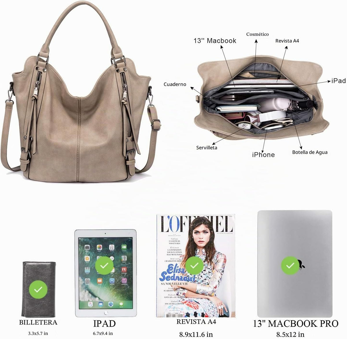 Bolso de mano para mujer Realer de piel sintética, bolsos de hombro...