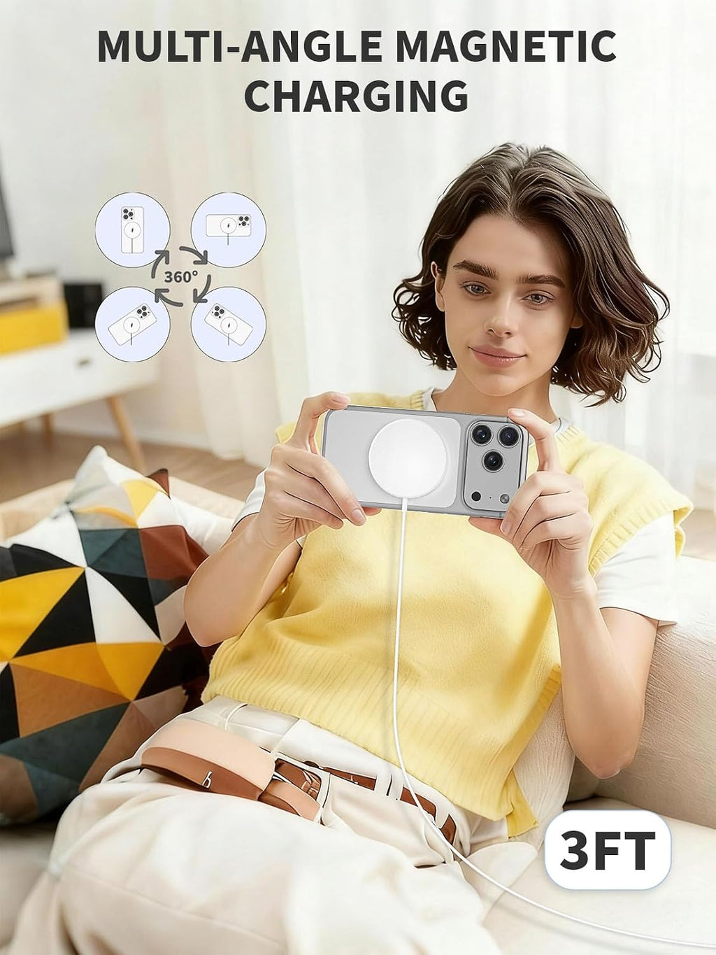 Cargador inalámbrico para iPhone, 15 W rápido Apple Mag-Safe cargad...