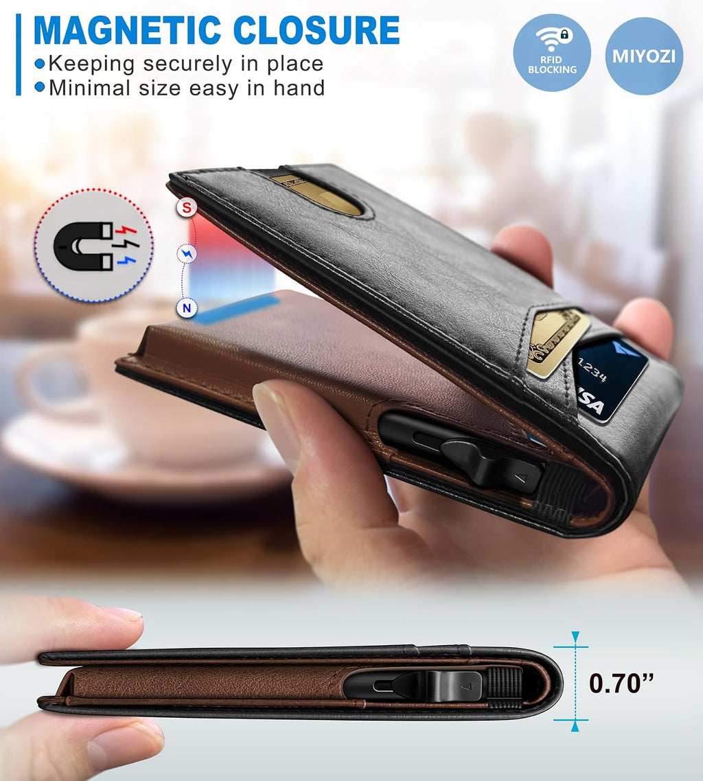 miyozi Cartera para hombre, funda delgada y desmontable para tarjet...