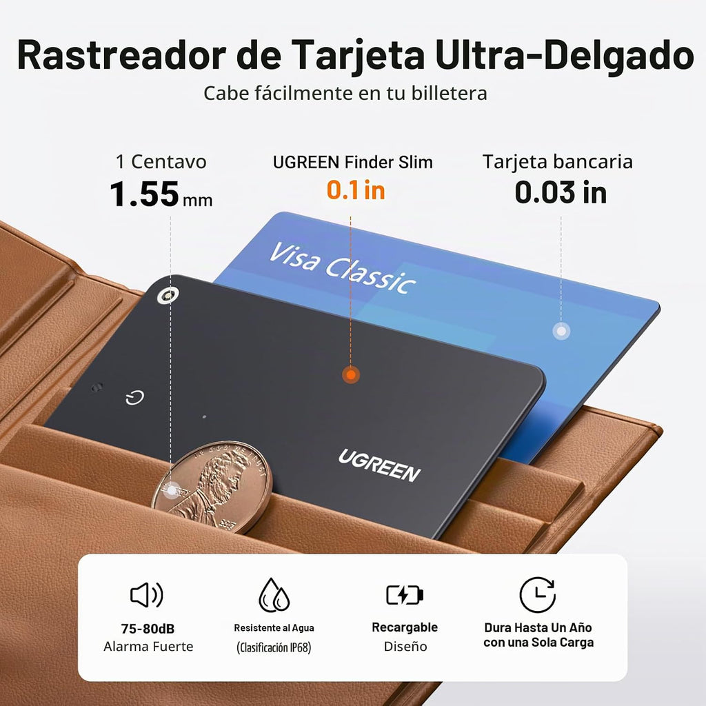 UGREEN Tarjeta de seguimiento de billetera delgada FineTrack (solo...