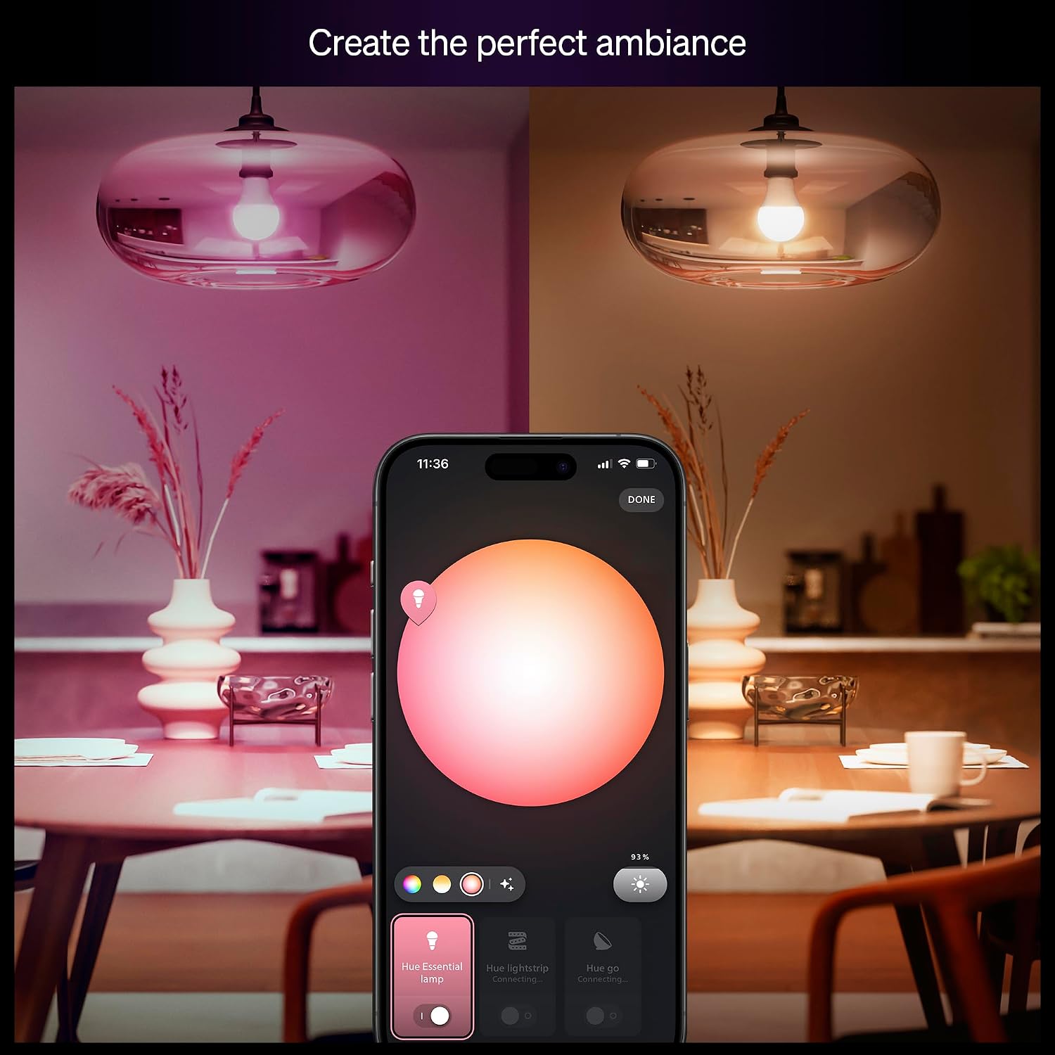 Philips Hue Essential - Bombilla LED inteligente A19, ambiente blan...