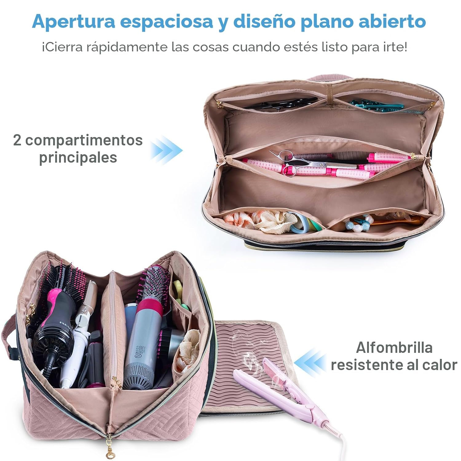 ELCUPA Bolsa de Viaje Grande para Herramientas de Cabello con Alfom...