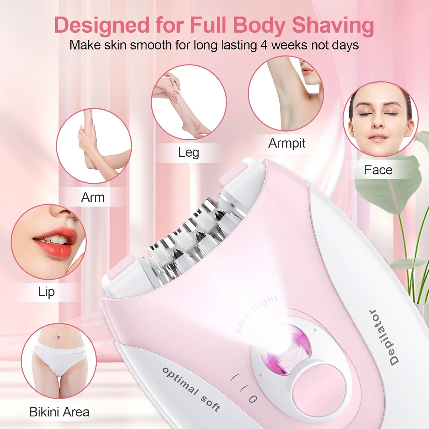 Depiladora para mujer, dispositivo de depilación facial de 2 veloci...