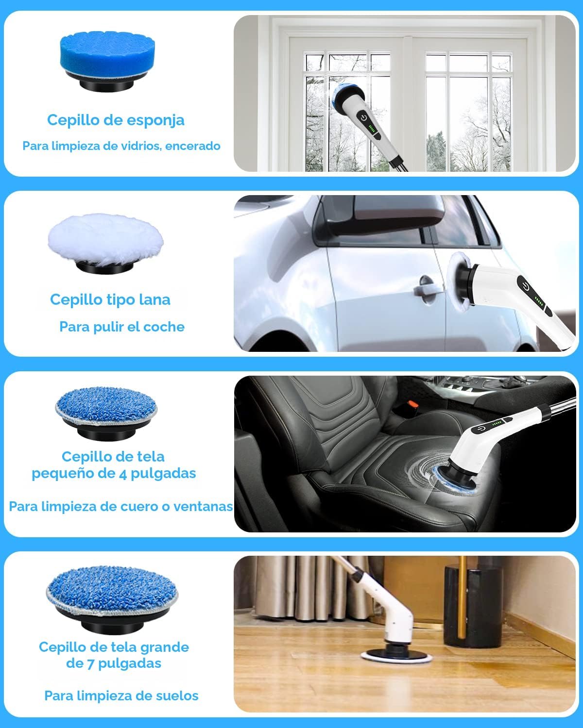 Leebein - cepillo de limpieza eléctrico giratorio, cepillo de limpi...