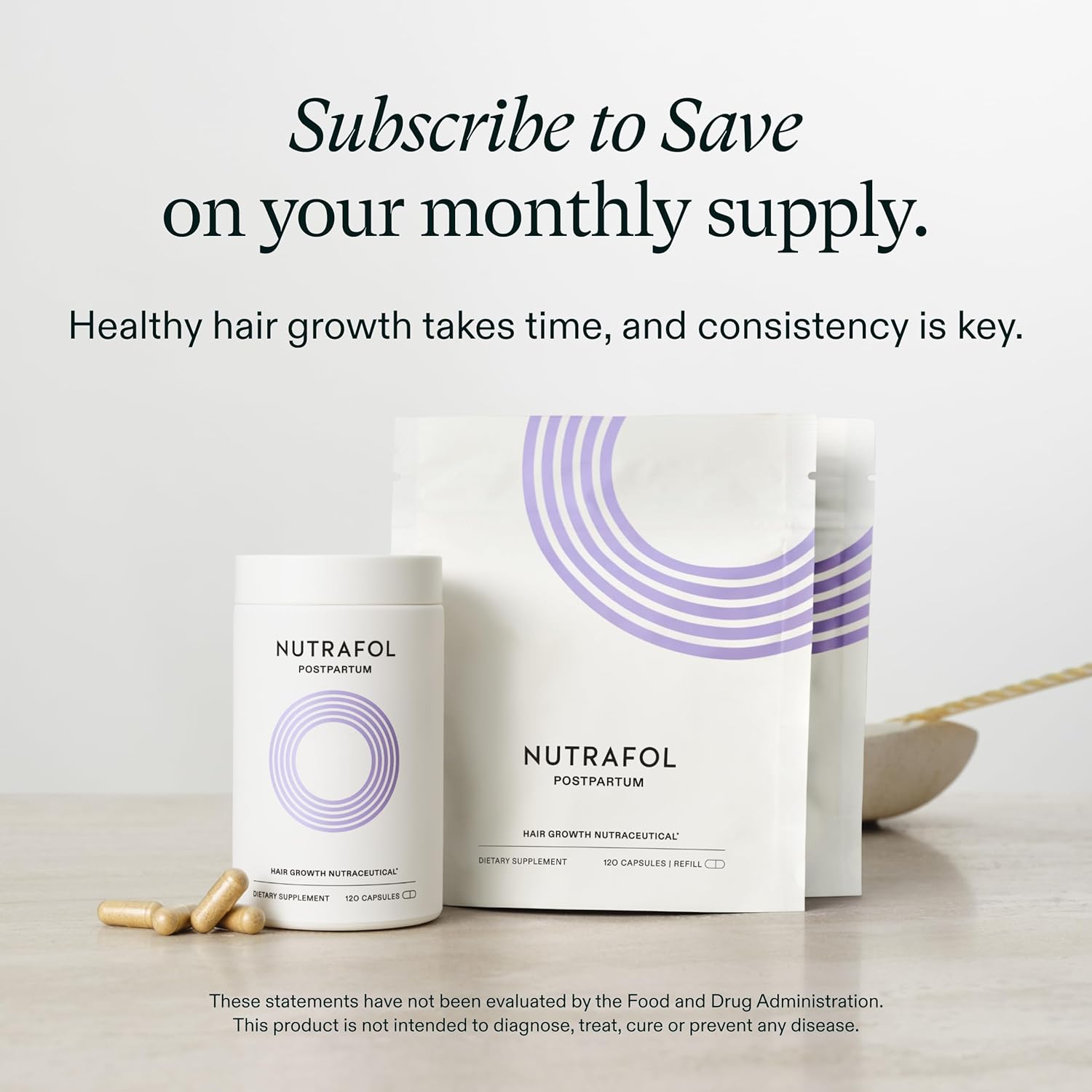 Suplemento para el crecimiento del cabello posparto Nutrafol