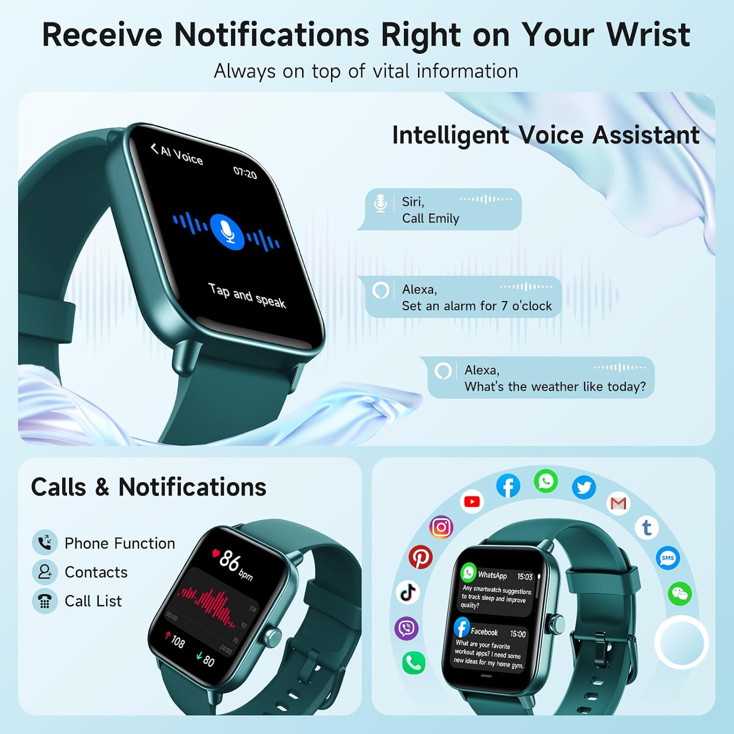 Reloj inteligente para mujer, Android iPhone, Alexa integrado, relo...