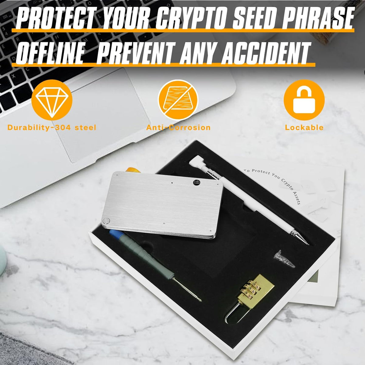 Crypto Seed Phrase Storage-Placa de frases de metal de acero inoxid...