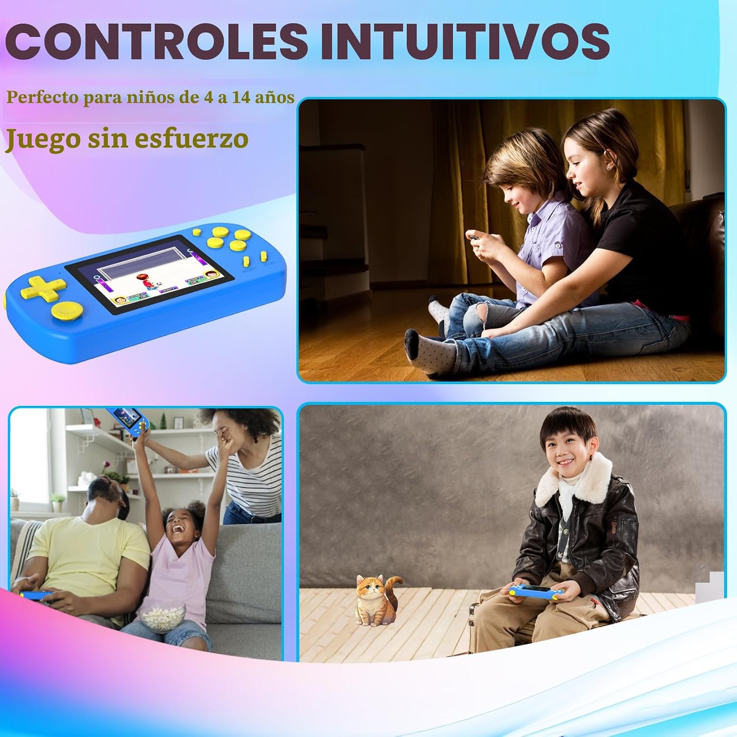 TEBIYOU Juegos de mano para niños con 218 juegos de video incorpora...