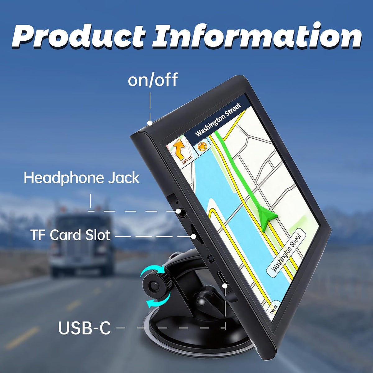 Navegador GPS para camioneta RV, 9 pulgadas, no requiere red | Mapa...