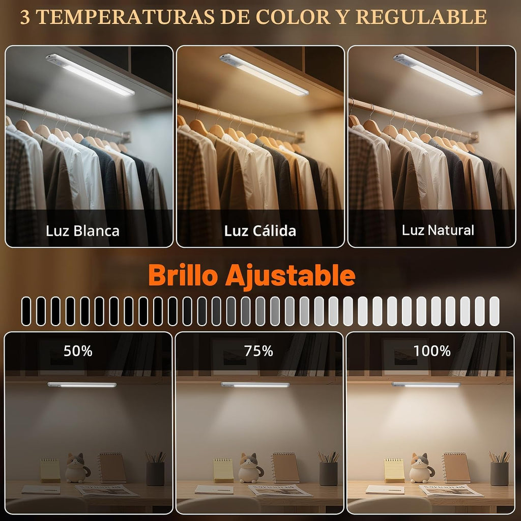 Iluminación inalámbrica para debajo del gabinete, luz recargable co...