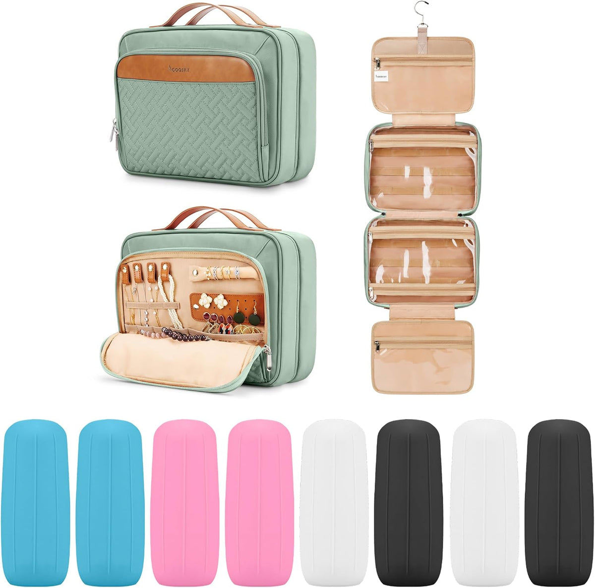 COOSKY Neceser colgante de viaje para mujeres y hombres, con 6 fund...