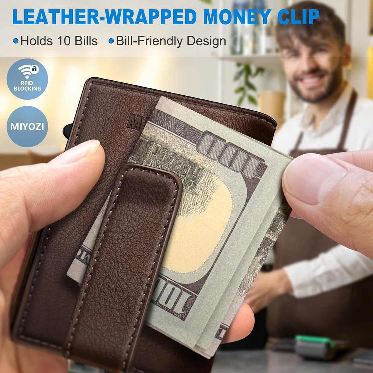 miyozi Billetera para hombre, magnética minimalista delgada con sop...