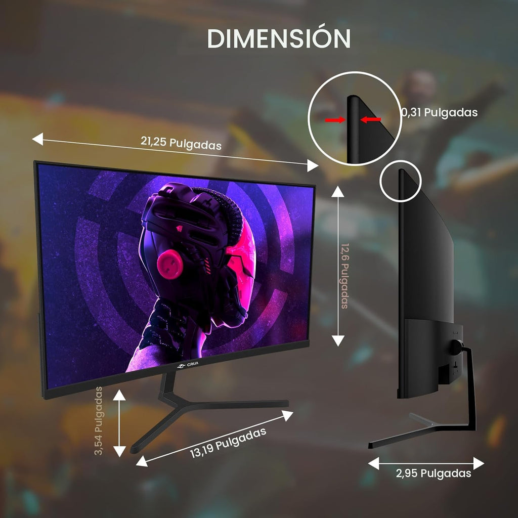 CRUA - Monitor curvo de 24", para juegos, 180Hz\/144Hz FHD 1080...