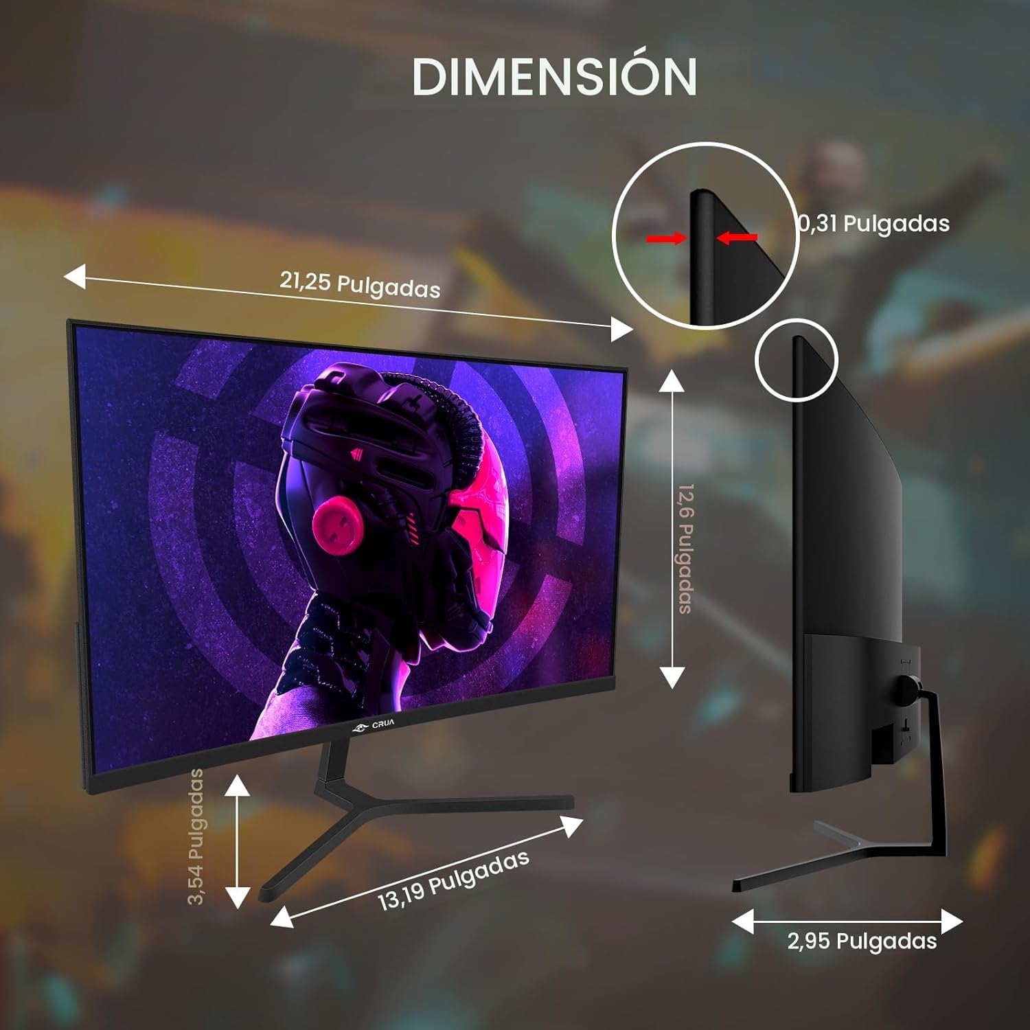 CRUA - Monitor curvo de 24", para juegos, 180Hz\/144Hz FHD 1080...