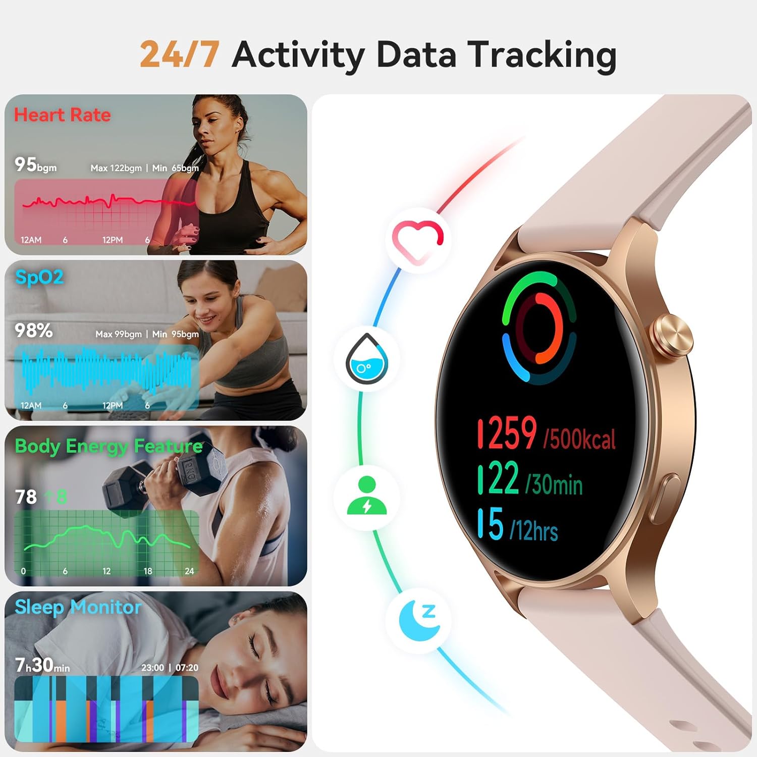 Reloj inteligente para mujer, responder\/hacer llamadas, pantalla u...