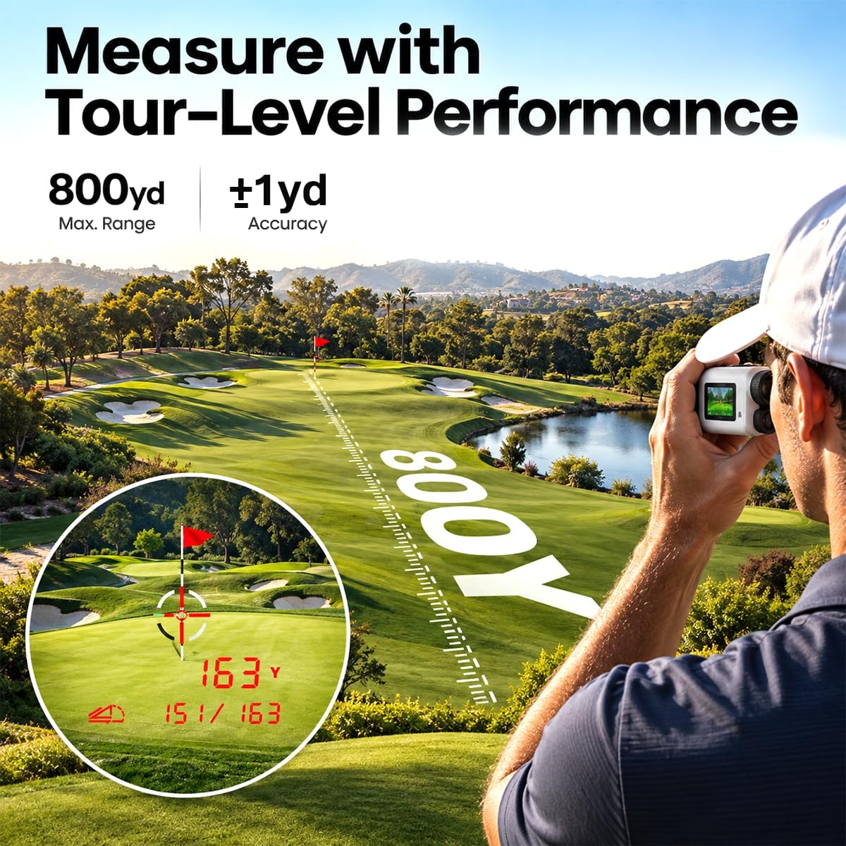 Voice Caddie SL Mini láser + telémetro de golf híbrido GPS con pant...